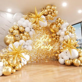 White and Gold Balloon Garland Kit: Starburst Party Decorations