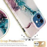 Compatible With Iphone 12 Case,Iphone 12 Pro Case With Built-In Screen Protector,With Fashionable Designs For Women Girls,Protective Phone Case For Iphone 12/12 Pro 6.1" Turquoise Pink Marble