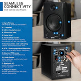 Sound SMX-5BT 5 Studio Monitor Speakers with Bluetooth - 60W RMS Power, TRS/RCA/Aux Inputs, Acoustic Tuning, Active/Passive Pair for Home Studio, DJ,