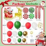 157pcs Christmas Balloon Arch Kit - Red White Green Gold Balloons, Candy Balloon, Cane Balloons, Sleigh Balloons, Elk Foil Balloons for Xmas Balloon Garland Kit Christmas Party Decorations
