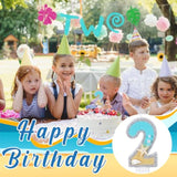 2Pcs Tropical Hawaiian 2Nd Birthday Banner With Candle Party Decorations Glitter Palm Leaf Flower For Tropical Luau Summer Party Baby Shower Carnivals Decor