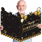 Large Greeting Card 25 X 16 Inch Giant Guest Book Jumbo Happy Birthday Card Big Oversize Plastic Custom Guest Book For Women Men Party Decorations(Birthday Theme)