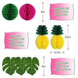 Hawaiian Party Decorations, Tropical Birthday Party Supplies Flamingo And Palm Leaves Banner Tissue Paper Fan Pineapple Honeycomb Ball For Summer Luau Bachelorette Party