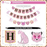 Pink Cheetah Happy Birthday Banner, Pink Cheetah Birthday Decorations, Leopard Party Decorations, Animal Birthday Party Decorations | Safari Party | Leopard Party Supplies | Animal Print