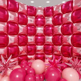 197pcs Hot Pink Square Foil Balloons & Garland Kit for Party Decorations