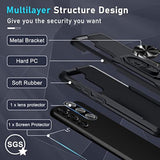 Compatible With Samsung Galaxy S23+ Plus Case With Screen Protector+Camera Lens Protector,Heavy Duty Shockproof Full Body Phone Cover Built In Metal Ring Holder Kickstand,2023 Black Matte