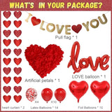 I Love You Ballons Decorations - Valentine Day Party Supplies Heart Balloons Kit 500 Pcs Silk Red Rose Petals For I Love You Decoration For Anniversary Confession Proposal Wedding Valentine Day
