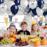 Navy Blue Silver Balloon Kit 50pcs Metallic and Confetti Balloons for Parties