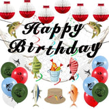 Gone Fishing Party Kit with Hanging Banner, Swirls, Balloons (Happy Birthday)
