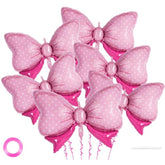 6 Pcs Pink Bow Balloons For Girls, 35 Inch Bow Foil Balloons,Pink Bows Gender Reveal Decorations For Birthday Party Wedding Baby Shower Mouse Party Decoration (Pink)