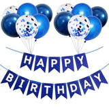 Happy Birthday Banner Balloons For Men Boy Him, Blue Birthday Decorations Sign With 12 Inch Balloons Hanging Party Supplies For Wall Home Office