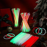 600Pcs Christmas Glow Stick Necklaces and Bracelets Bulk Red Green Party Supplies