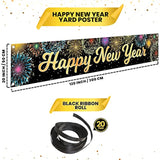 Happy New Year Banner 2026 Large 120x20 Inch Yard Sign Party Decorations