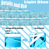 6 Pack 10 Feet Foil Fringe Garland Metallic Tinsel Streamers Banner Wall Hanging Curtain Backdrop Banner For Parade Floats, Thanksgiving, Christmas, Birthday, Halloween Party Decorations(Light Blue)