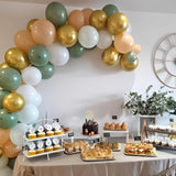 Sage Green & Gold Balloon Set: 50 Pcs Latex Party Decorations