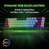 Tmkb T68 60% Wireless Mechanical Gaming Keyboard, Tri-Mode Bt5.0/2.4Ghz/Usb-C With Blue Switch, Rgb Backlight, Anti-Ghosting, Compact 68 Keys, Wired/Wireless, Black/Gray