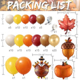 138 Pcs Fall Thanksgiving Balloon Arch Burnt Orange Burgundy Brown Gold Maple Leaf Decor