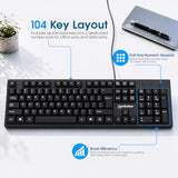 Wired Computer Keyboard Basic Black Keyboard - With 4.5Ft Usb-A Cable, 104-Keys, Foldable Stands - Compatible For Windows, Pc, Laptop - 3 Yr Mfg 179324