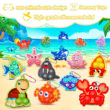 Party Favors For Kids 16Pcs Sea Animal Sensory Toys, Mini Pop Fidget Toys Keychain For Kids, Goodie Bag Stuffers, Carnival Birthday Gifts, Classroom Prizes