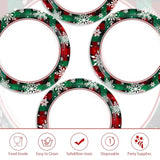 50 Pcs Christmas Buffalo Plaid Paper Plates 9-Inch Red & Green Snowflake Decor