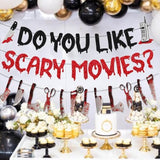 Glitter Happy Birthday Banner for Scream Horror Theme Parties