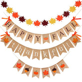 4 Pieces Thanksgiving Fall Decorations Burlap Thankful Banner Happy Fa