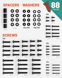 Universal TV Mount Hardware Pack - Replacement Hardware Mounting Kit for TVs up to 80" - Includes M4, M5, M6 & M8 Screws