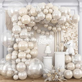 120pcs White Balloon Garland Kit – Pearl & Double Stuffed Balloons for Bridal and Party Decor