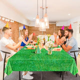 2 Pcs Green Holographic Tablecloth 40" X 108" Christmas Table Cloth Shimmer Shining Plastic Metallic Table Cover For Jungle Safari St. Patrick'S Day Baby Shower Birthday Party Decoration Supplies