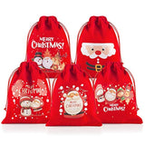 Christmas Gift Bags 5Pcs Of Flannel Small Bag With Drawstring Medium Size Good For Xmas Party Favors
