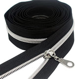 #5 Silver Metallic Nylon Coil Zippers By The Yard Bulk Black 10 Yards