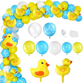 113 Pcs Yellow Duck Balloon Arch Garland Kit 12 10 5 Inch Blue Yellow White Latex Balloons Mini Foil Balloons For Baby Shower Decorations Rubber Duck Themed Birthday Party Supplies