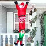 8 Ft Hanging Christmas Inflatables Decoration, Christmas Inflatable Climbing Santa With Falling Elf, Blow Up Santa With