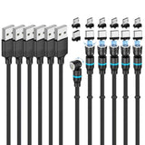 Magnetic Charging Cable (6-Pack,1.6+3.3+3.3+6.6+6.6+10Ft) 540° Rotation Magnet Phone Charger Usb C Cable 3A Fast Charging Magnetic Charger Cable With Led Light For Micro Usb Type C Device