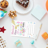 Unicorn Mermaid Birthday Party Invitations Supplies Fill-In Set Of 20 With Envelopes Kisses And Unicorn Wishes Birthday Bash Invites Cards, Double Sided