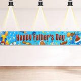 Father's Day Yard Sign Banner, Large Happy Father’s Day Banner for Father’s Day Decoration, Blue Father's Day Backdrop for Daddy Birthday Decor, Father’s Day Background Banner Outside Garden