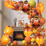 Thanksgiving Balloons 8Pcs Turkey Pine Cone Fall Leaf Balloons for Autumn Harvest Decor