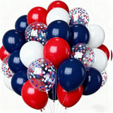 Fourth of July Balloons,55pcs 12inch Navy Blue Red White Confetti Latex Helium Balloons for Memorial Day,Veterans Day,Independence Day, Party Decoration