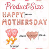 Mother's Day Balloons Rose Gold Happy Mothers Day Balloons Banner Heart Balloon Pink Rose Balloon for Mother's Birthday Theme Party Decorations & Gifts for Mom - 19 Pcs