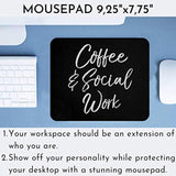 Funny Coffee 9 Inch Mousepad Cafe Mousemat - Cute Social Worker Gift For Women Funny Coffee Social Work Black Mouse Mat Mouse Pad,9.25X7.75 Inch