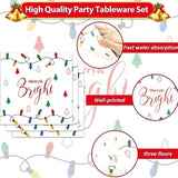 50Pcs Christmas Guest Paper Napkins 3 Ply Disposable Paper Merry Christmas Colorful Bright Light String Hand Dinner Napkins Xmas Beverage Disposable Napkins For Winter Holiday Party
