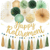 Retirement Party Decorations Women Men, Green Gold Happy Retirement