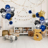 60Pcs Navy Blue & Black Balloons - Metallic & Confetti for Graduation Party