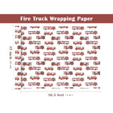 Fire Truck Wrapping Paper Roll - Mini Roll - 17 Inch X 16.5 Feet - Red Fire Engine Car Wrapping Paper, Perfect For Kids Boys Birthday, Baby Shower