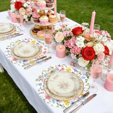 50 Pcs Spring Flowers Paper Placemats,13.4 Inch Wildflower Butterfly Disposable Scalloped Place Mats Spring Summer Round Table Mats For Birthday Wedding Banquet Bridal Shower Party Supplies
