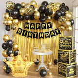 Gold Birthday Party Decorations Kit For Men,3Pcs Birthday Decorations For Men Boys Black And Gold Balloon Boxes Birthday Party Favors