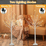 2 Pack 4Ft 100Led Christmas Lighted Birch Tree, Timer Function Prelit Artificial Tree Lamp Plug In With Warm White Lights, 2 Modes Twinkling Twig Trees For Indoor Outdoor Party Christmas Decorations