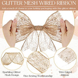 2 Rolls 20 Yards Metallic Wired Ribbon For Crafts Christmas Tree Ribbo