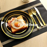 60 Pcs Black And Gold Plastic Plates, Disposable Party Black Plates Include 30 10 Inch Dinner Plate And 30 7 Inch Dessert Plate Perfect For Holiday, Birthday, Wedding & Party