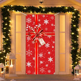 Red Christmas Door Decorations - 72.8 X 35.4 Inch Merry Xmas Cover Banner For Front Door | Outdoor Holiday Porch Signs With Bowknot, Party Supplies, Easy Hanging Winter Photo Booth Props
